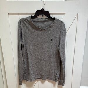 Polo by Ralph Lauren Gray Long Sleeve Tee V neck